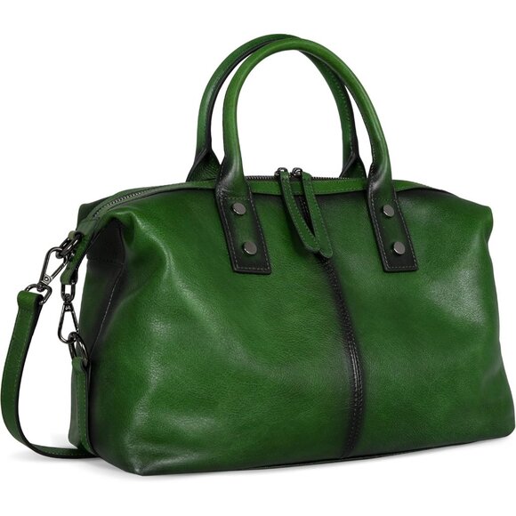 Genuine Leather Vintage Satchel Tote Bag - Large Capacity Crossbody Handbag